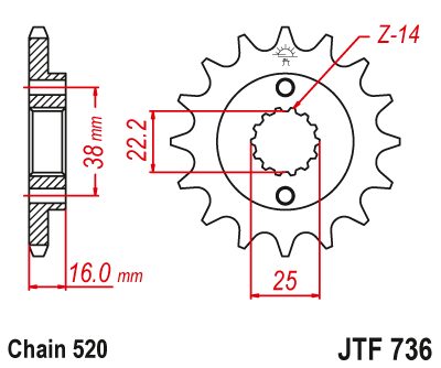 Priekinė žvaigždė JT JTF736,15