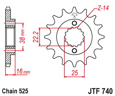 Priekinė žvaigždė JT JTF740,14