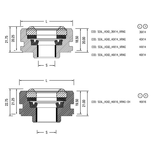 Seal Head Repair Kit 46x14 Square Seeger